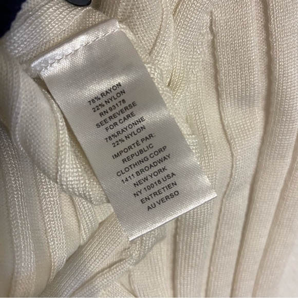 NWT Tahari White Ribbed Knit Top Coastal Nautical Size Small - Picture 5 of 7